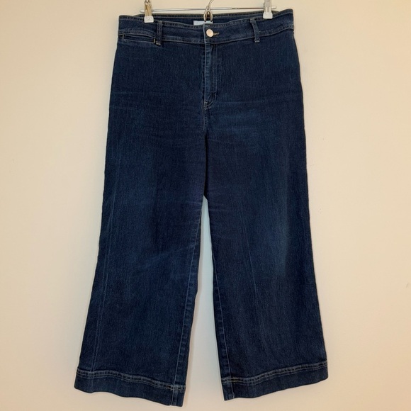 H&M Denim - H&M Retro High Waisted Dark Wash Wide Leg Comfy Stretch Patch Pocket Jeans